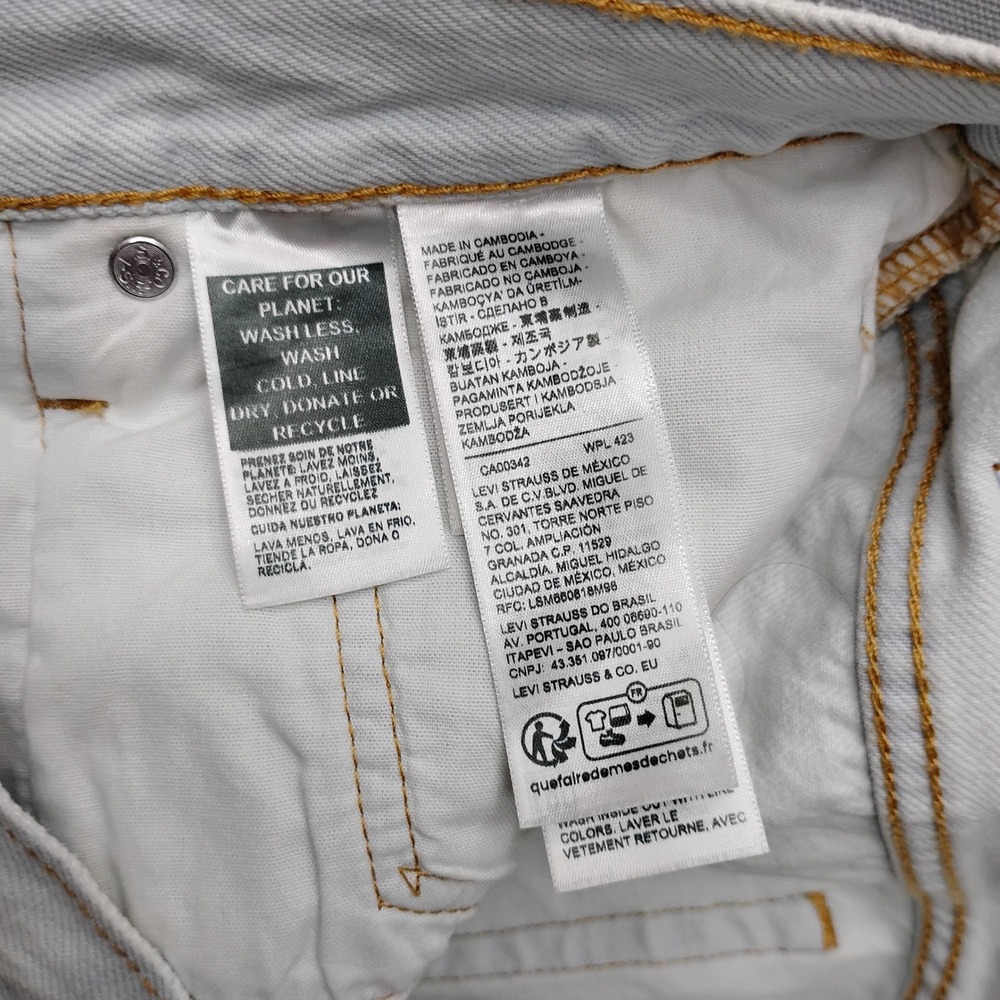 Levis 501 Original High Rise Distressed Denim Shorts Light Wash 30 - Picture 8 of 10